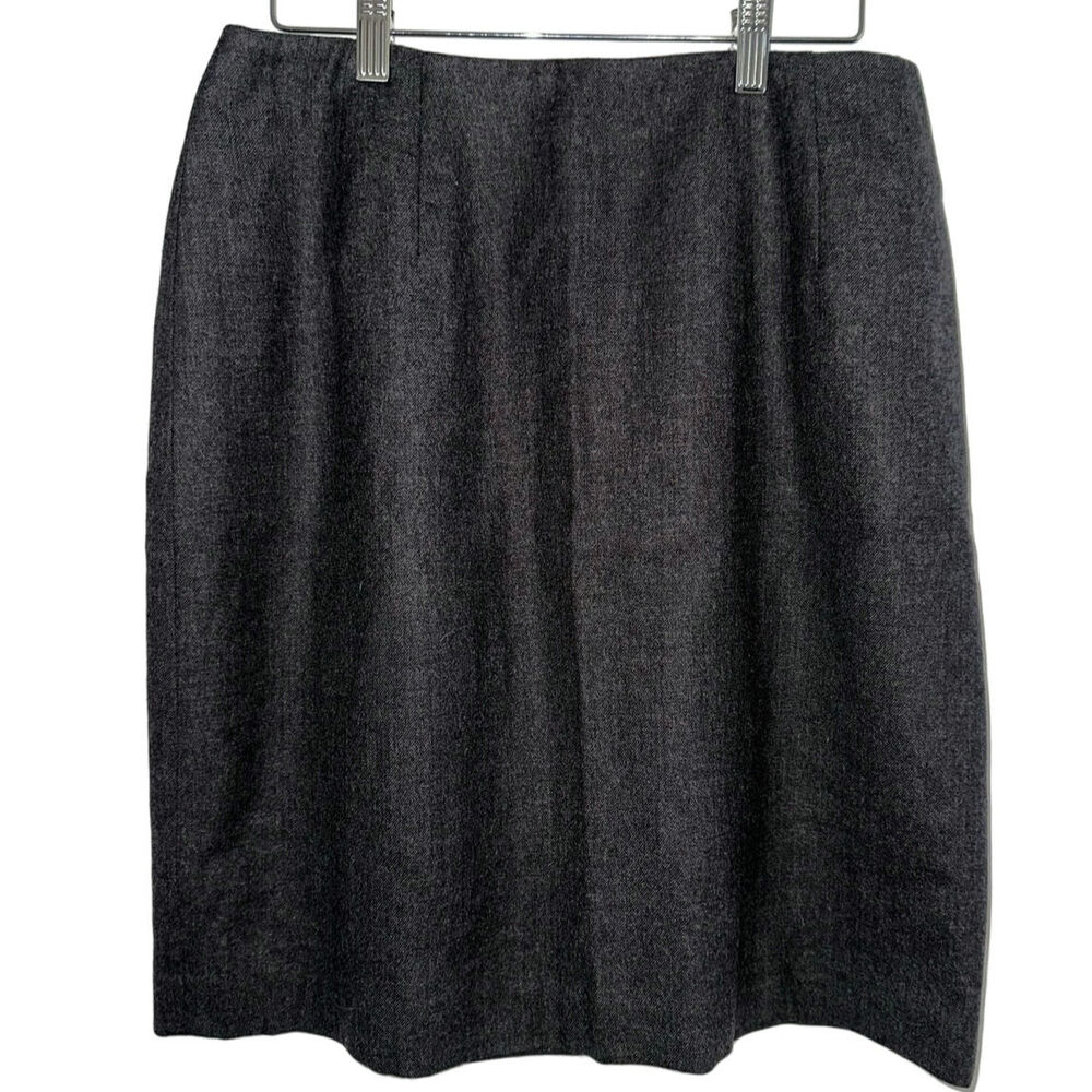 Amanda Smith Grey Wool Size 12 Career Office Gray Pencil Mini Skirt Preppy Demur